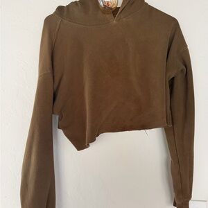 Brownish Green Cropped Hoodie from urban outfitters
